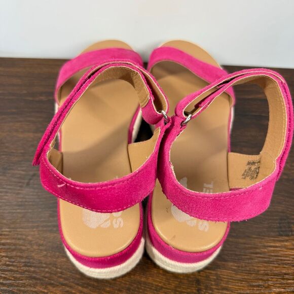 Sorel Women's Cameron Ankle-Strap Platform Sandals fuchsia white suede size 9 sh - Picture 7 of 10